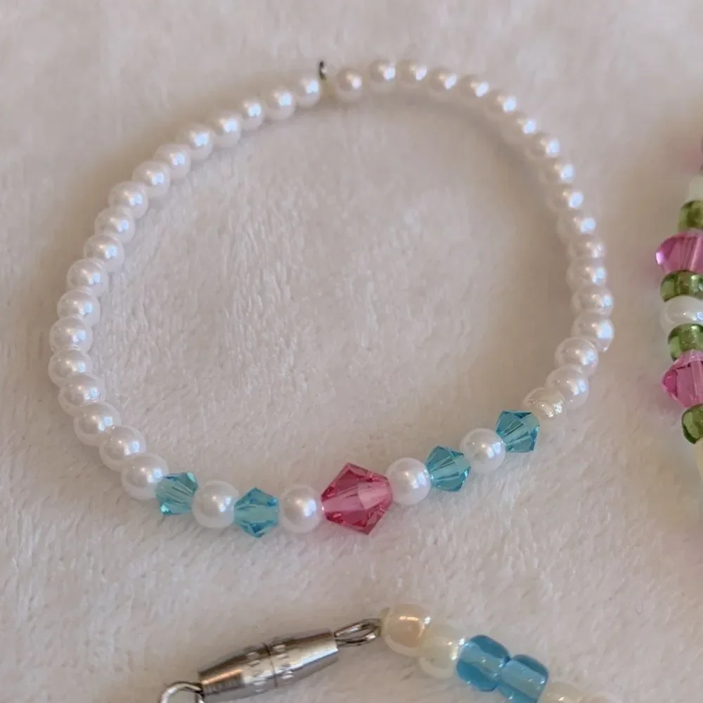 Set of Girls Multi Colored Crystal and Beaded Bracelets - Four in Total